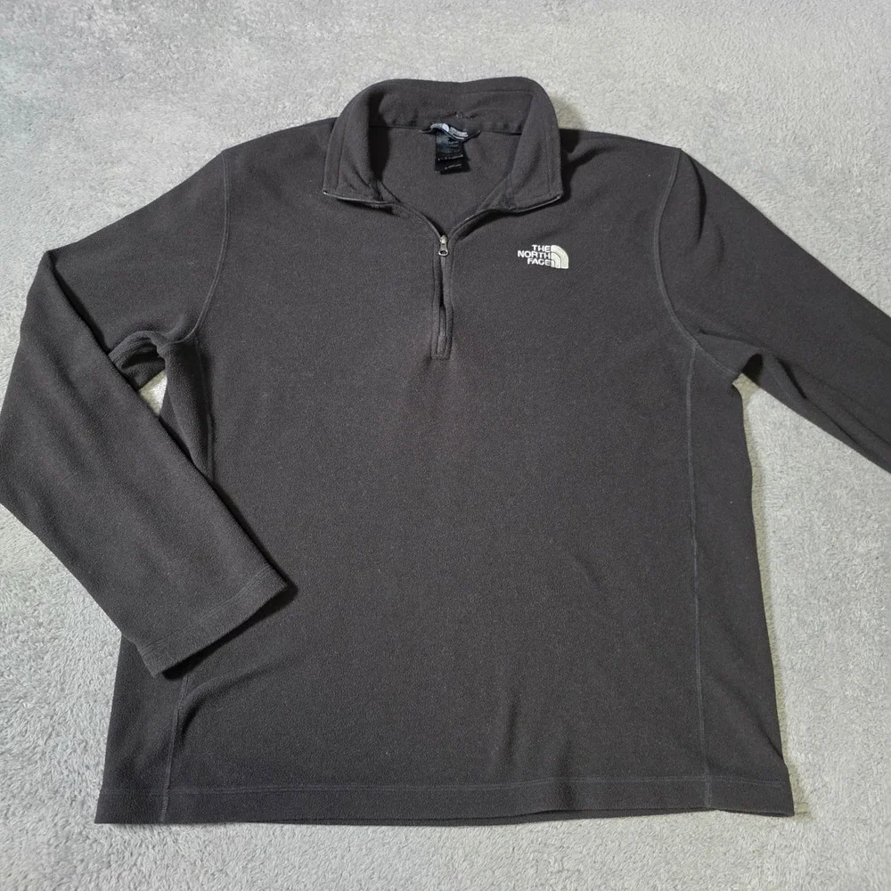 The North Face Mens Large Quarter Zip Fleece Pullover Black TKA 100 Glacier